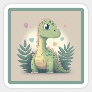 Ein grüner Brachiosaurus namens Pauli - Dinosaurier mit Herz Sticker